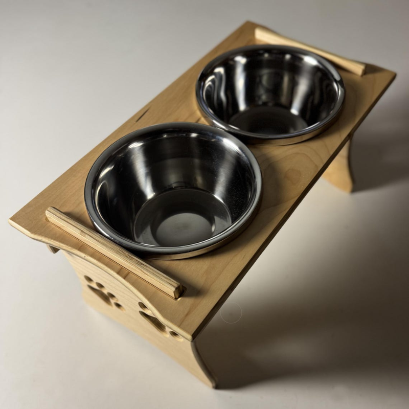 Elevated Dog Feeding Station with Stainless Steel Bowls