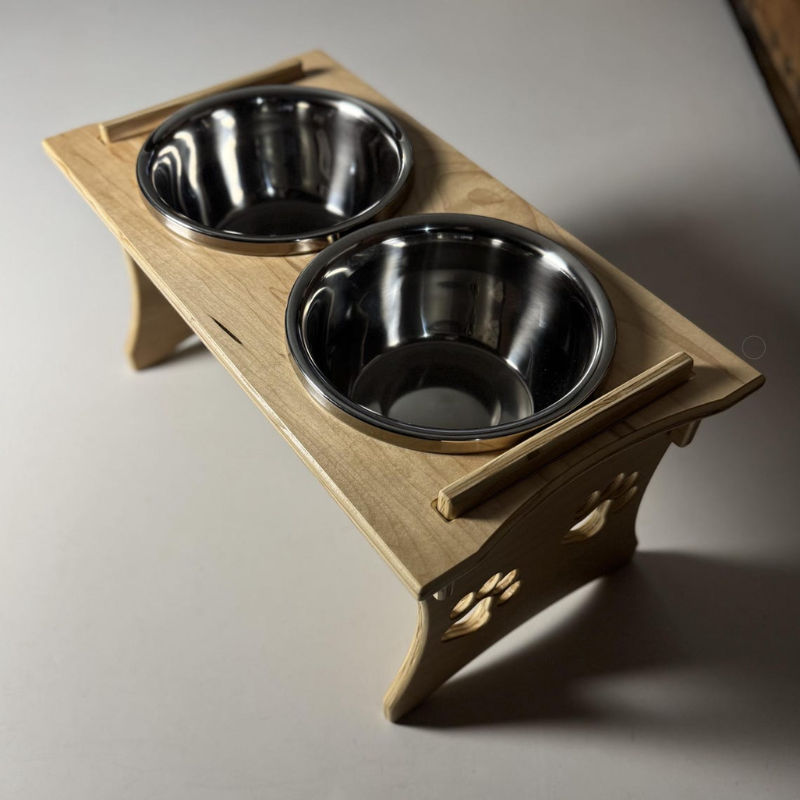 Elevated Dog Feeding Station with Stainless Steel Bowls