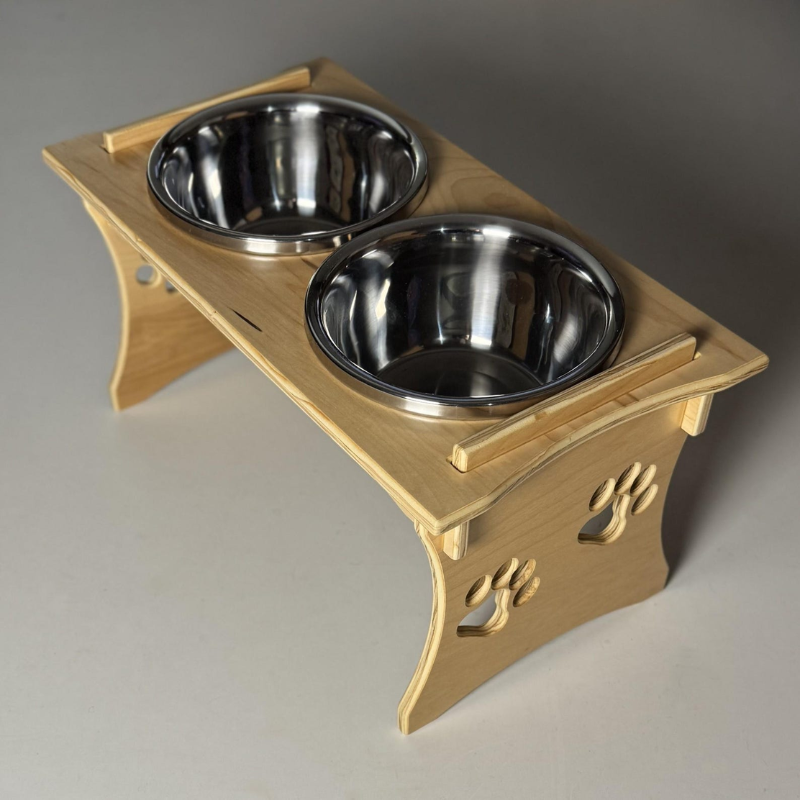 Elevated Dog Feeding Station with Stainless Steel Bowls
