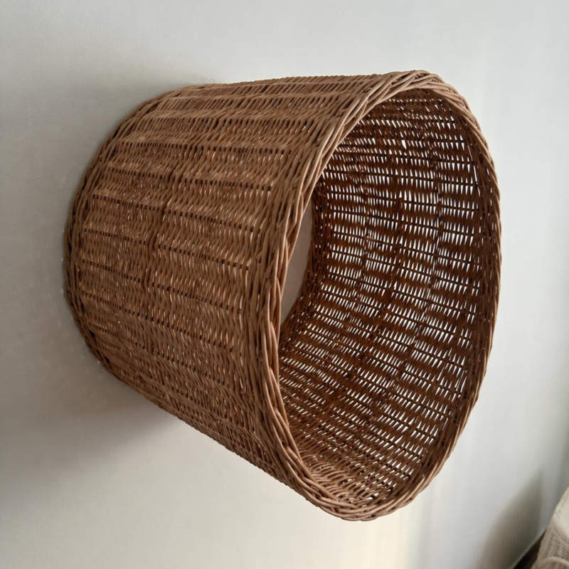 Wicker Wall Mounted Cat Shelf with Pillow
