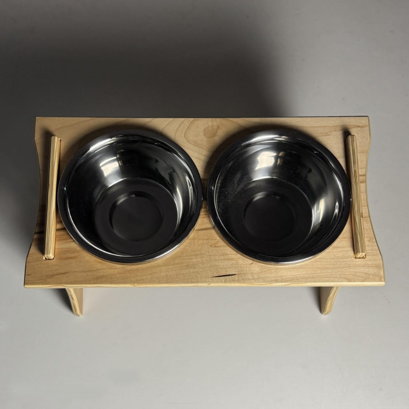 Elevated Dog Feeding Station with Stainless Steel Bowls