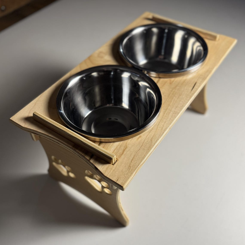Elevated Dog Feeding Station with Stainless Steel Bowls