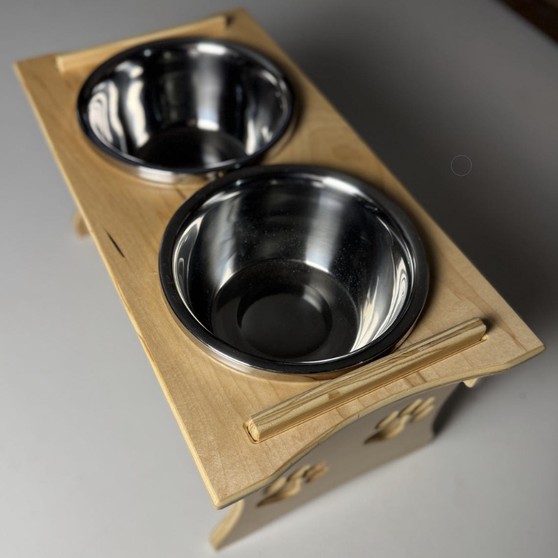 Elevated Dog Feeding Station with Stainless Steel Bowls