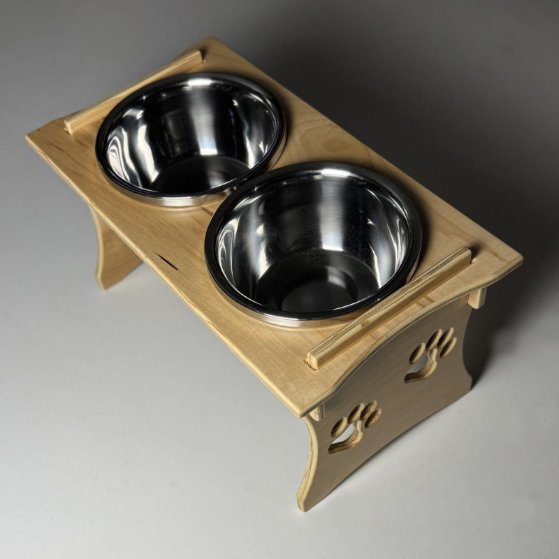 Elevated Dog Feeding Station with Stainless Steel Bowls